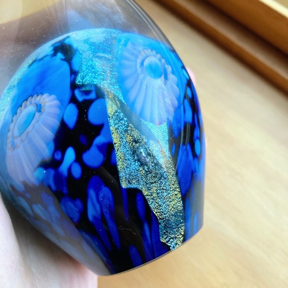 ROBERT EICKHOLT Art Glass Paperweight Egg Shaped Iridescent Sea Flowers Signed - Picture 13 of 15